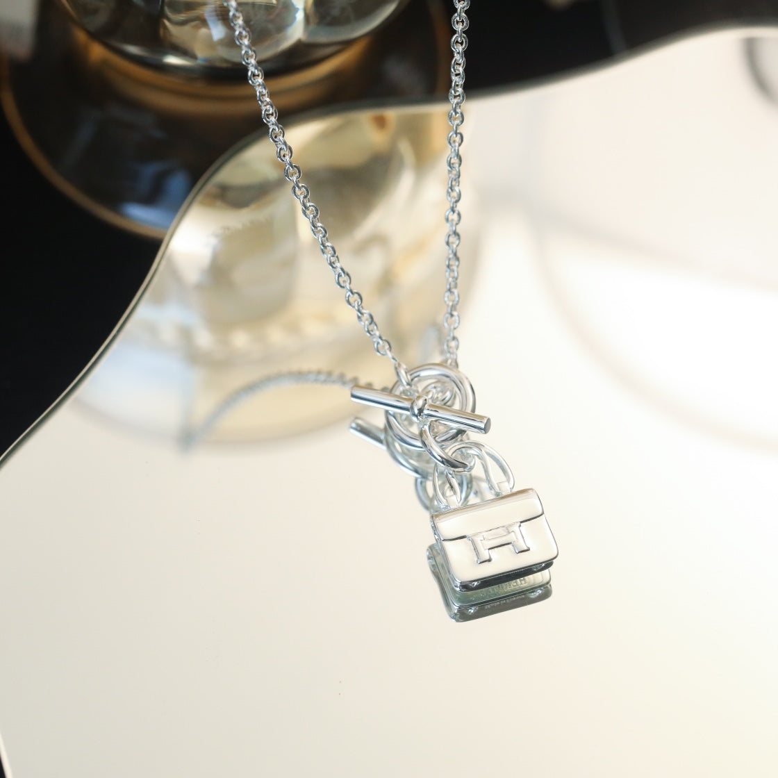 [Rose Jewelrys]POP H PEDANT SILVER NECKLACE