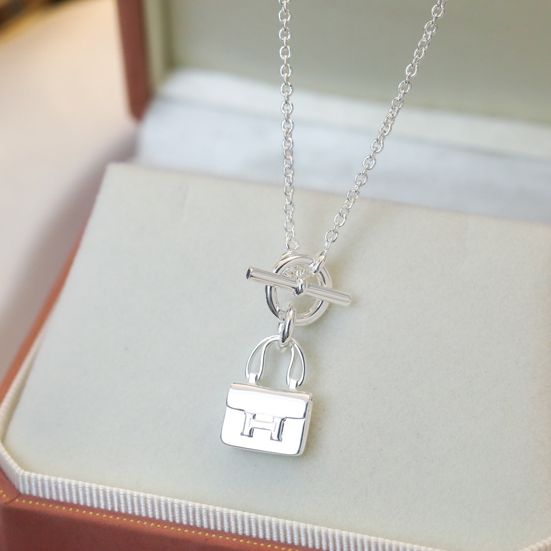 [Rose Jewelrys]POP H PEDANT SILVER NECKLACE