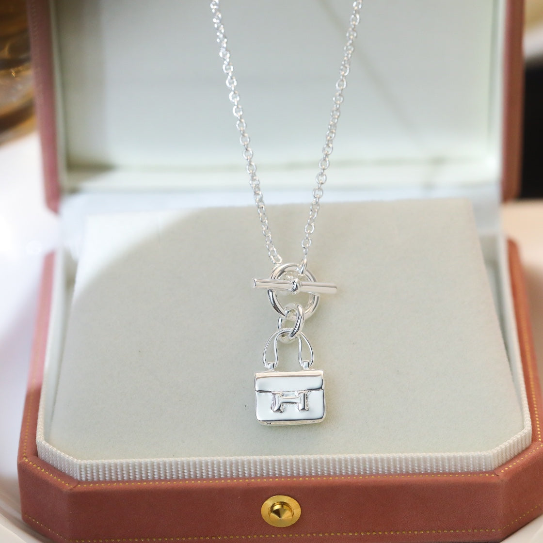 [Rose Jewelrys]POP H PEDANT SILVER NECKLACE