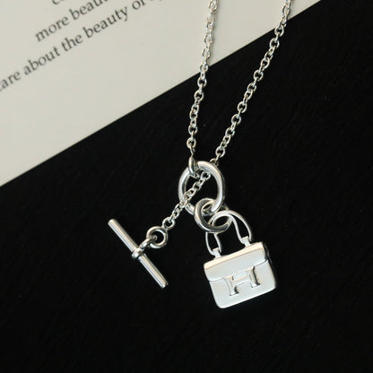 [Rose Jewelrys]POP H PEDANT SILVER NECKLACE