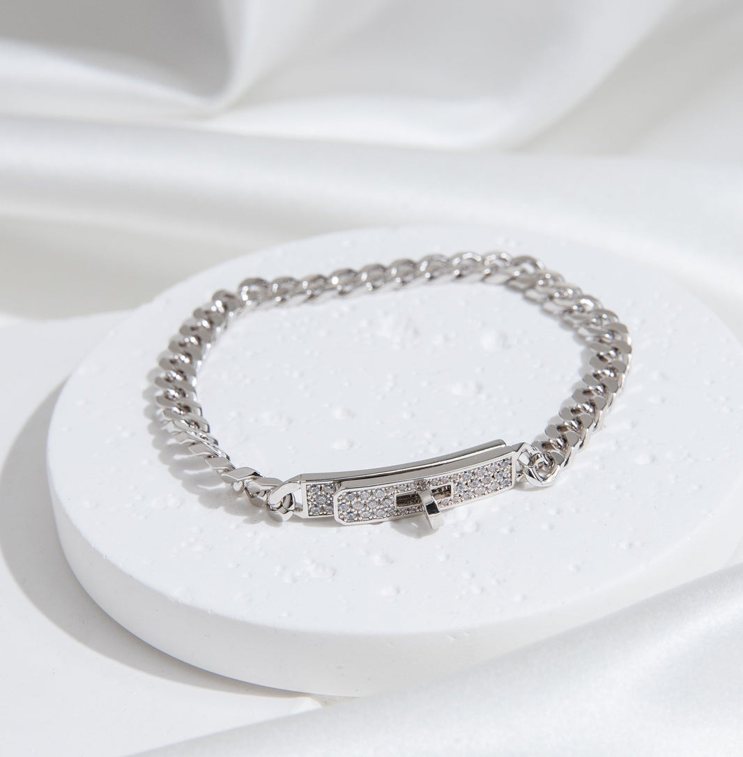 [🌹Rose💎]KELLY CHAIN SILVER DIAMOND BRACELET