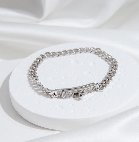 [🌹Rose💎]KELLY CHAIN SILVER DIAMOND BRACELET
