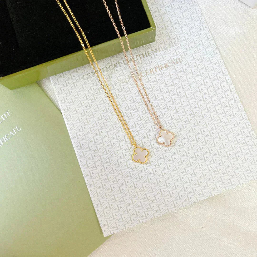 [Rose Jewelrys]CLOVER MINI 9.5MM WHITE MOTHER-OF-PEARL NECKLACE