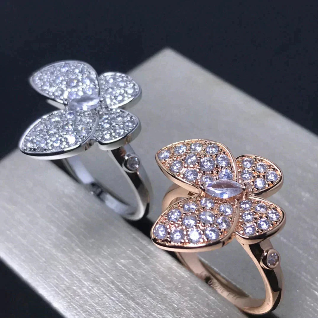 [🌹Rose💎]BUTTERFLY PINK GOLD DIAMOND RING