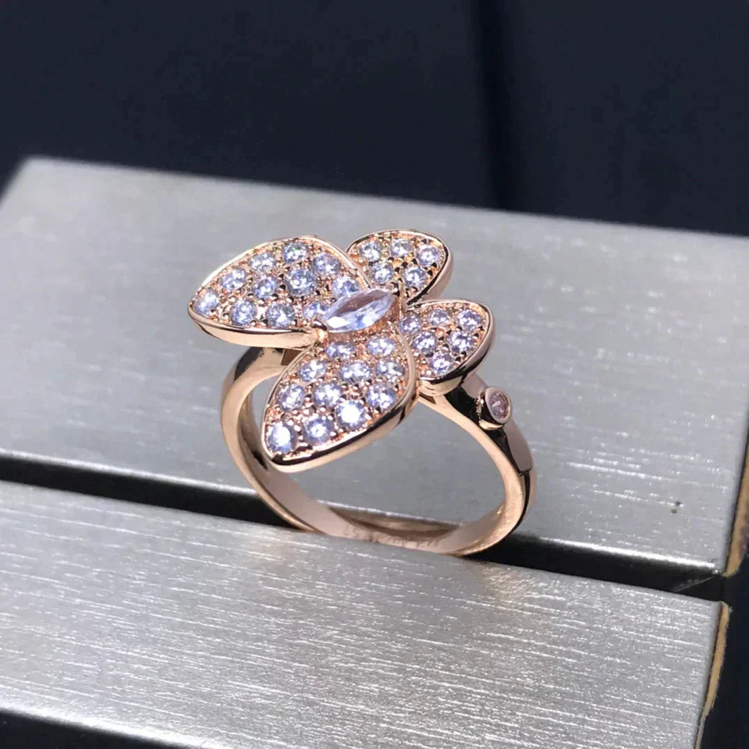 [🌹Rose💎]BUTTERFLY PINK GOLD DIAMOND RING
