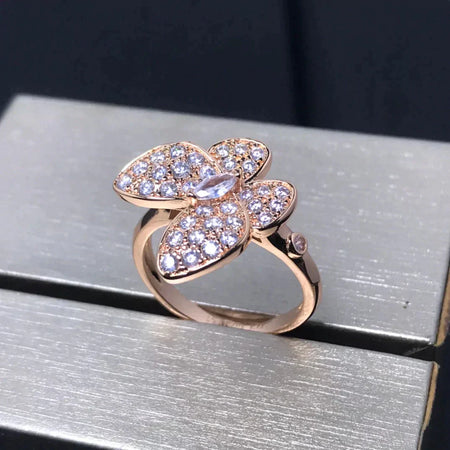 [🌹Rose💎]BUTTERFLY PINK GOLD DIAMOND RING