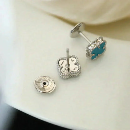 [Rose Jewelrys]CLOVER MINI 9.5MM ONYX STUD EARRINGS SILVER