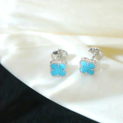 [Rose Jewelrys]CLOVER MINI 9.5MM ONYX STUD EARRINGS SILVER
