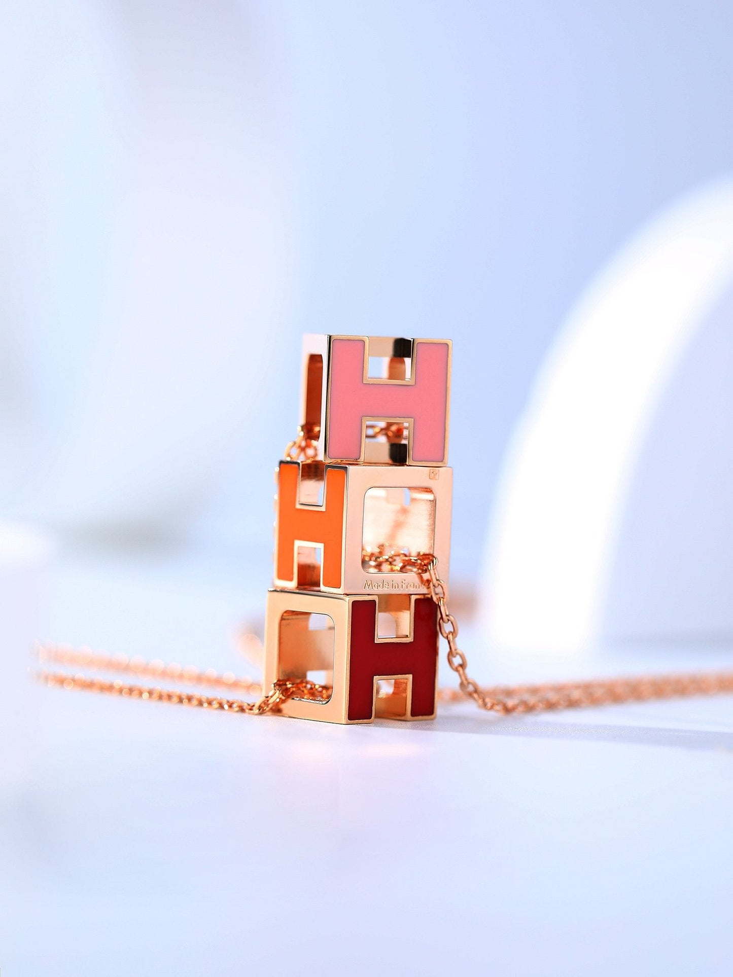 [Rose Jewelrys]H CAGE PINK GOLD NECKLACE