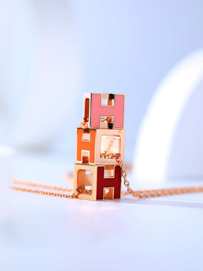 [Rose Jewelrys]H CAGE PINK GOLD NECKLACE