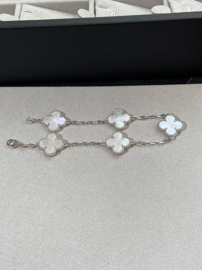[Rose Jewelrys]CLOVER SILVER MOP 5 MOTIF BRACELET