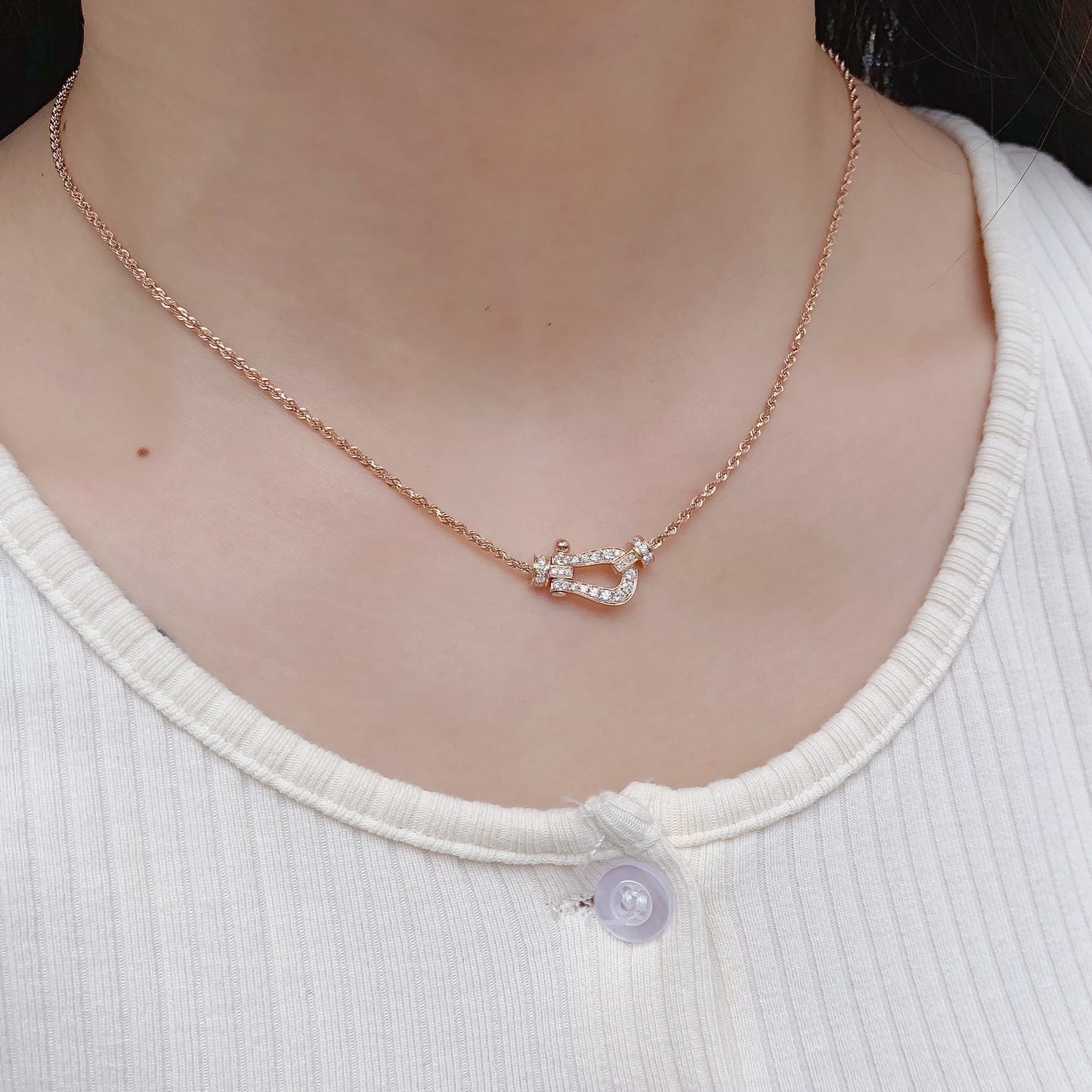 [Rose Jewelrys]FORCE 10 PINK GOLD DIAMOND NECKLACE