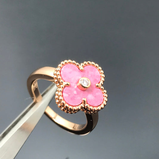 [Rose Jewelrys]CLOVER RHODONITE ROSE GOLD RING
