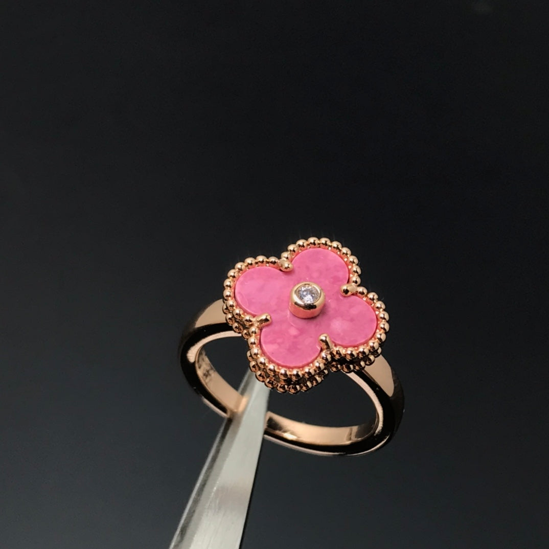 [Rose Jewelrys]CLOVER RHODONITE ROSE GOLD RING
