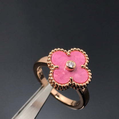 [Rose Jewelrys]CLOVER RHODONITE ROSE GOLD RING