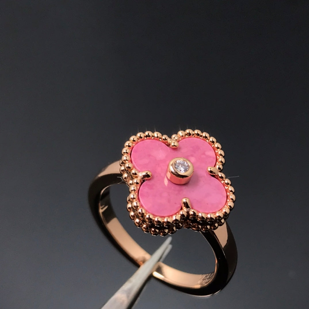 [Rose Jewelrys]CLOVER RHODONITE ROSE GOLD RING