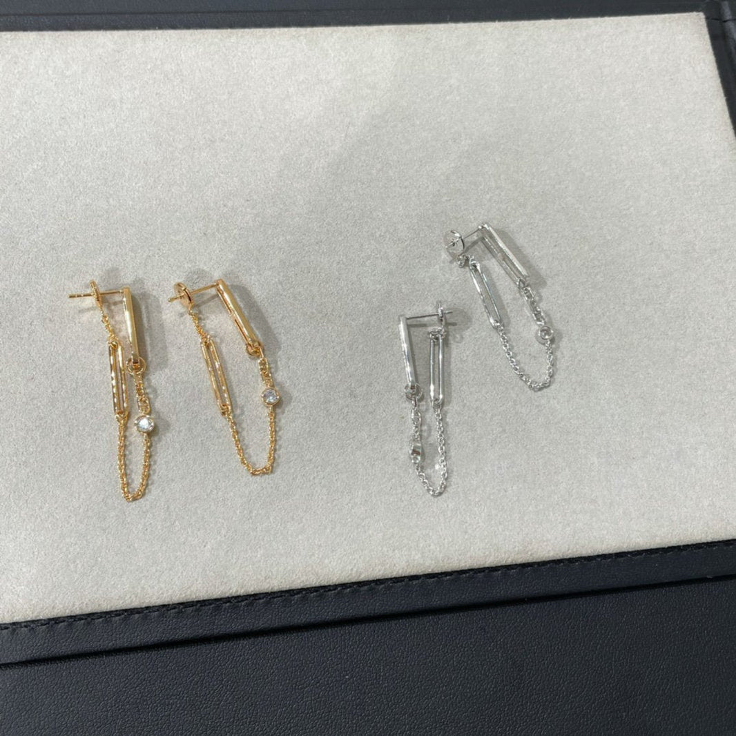 [🌹Rose💎]CHAINE CHAOS DIAMOND DROP EARRINGS