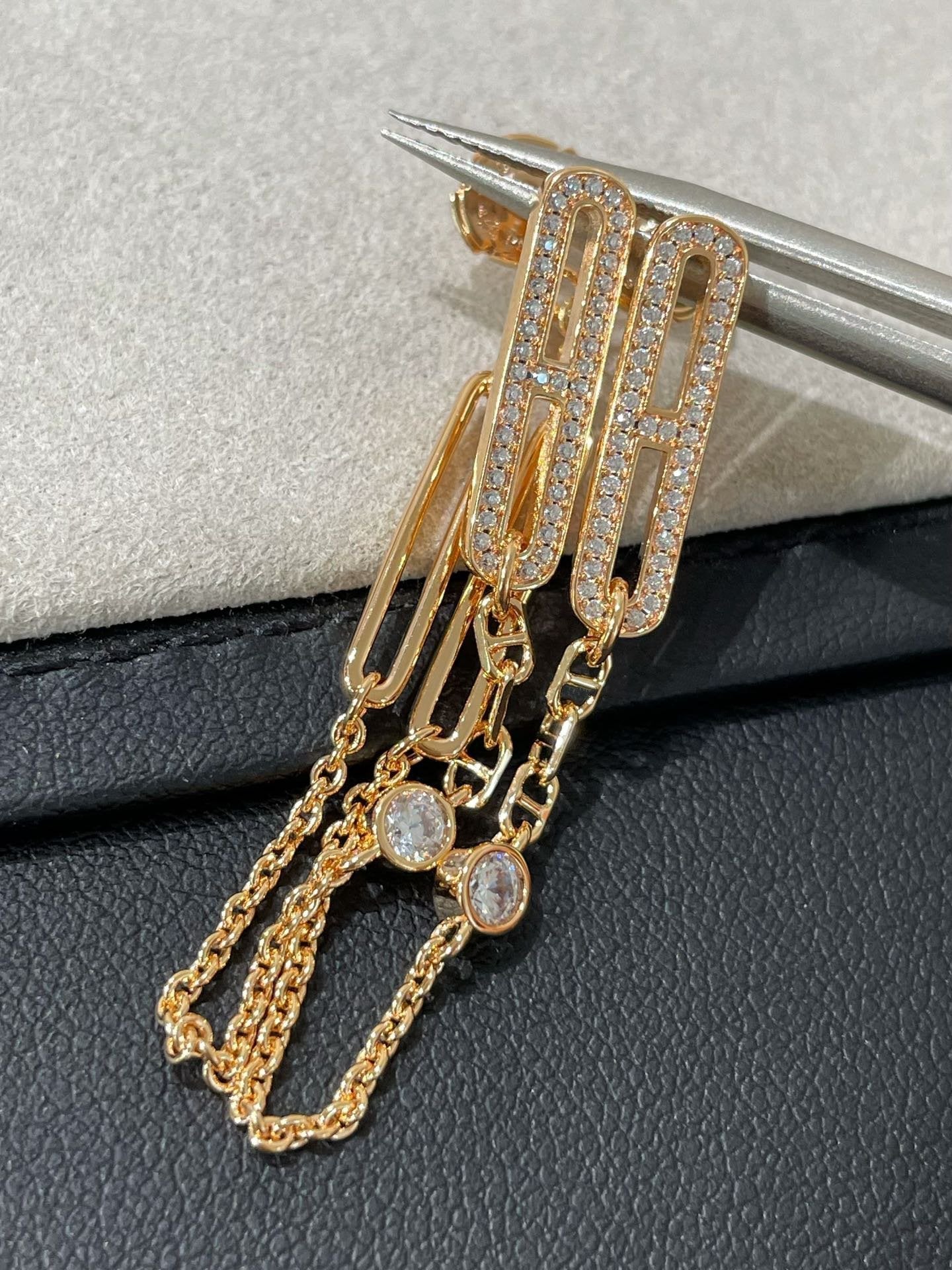 [Rose Jewelrys]CHAINE CHAOS DIAMOND DROP EARRINGS