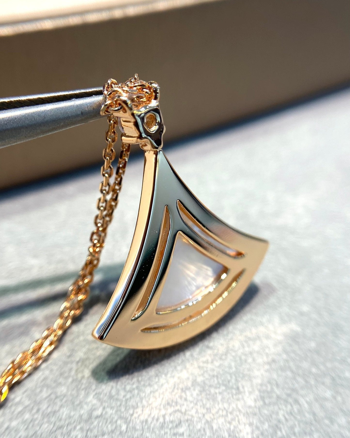 [Rose Jewelrys]DREAM MOP DIAMOND PAVED PINK GOLD NECKLACE