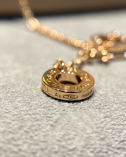 [Rose Jewelrys]DREAM MOP DIAMOND PAVED PINK GOLD NECKLACE