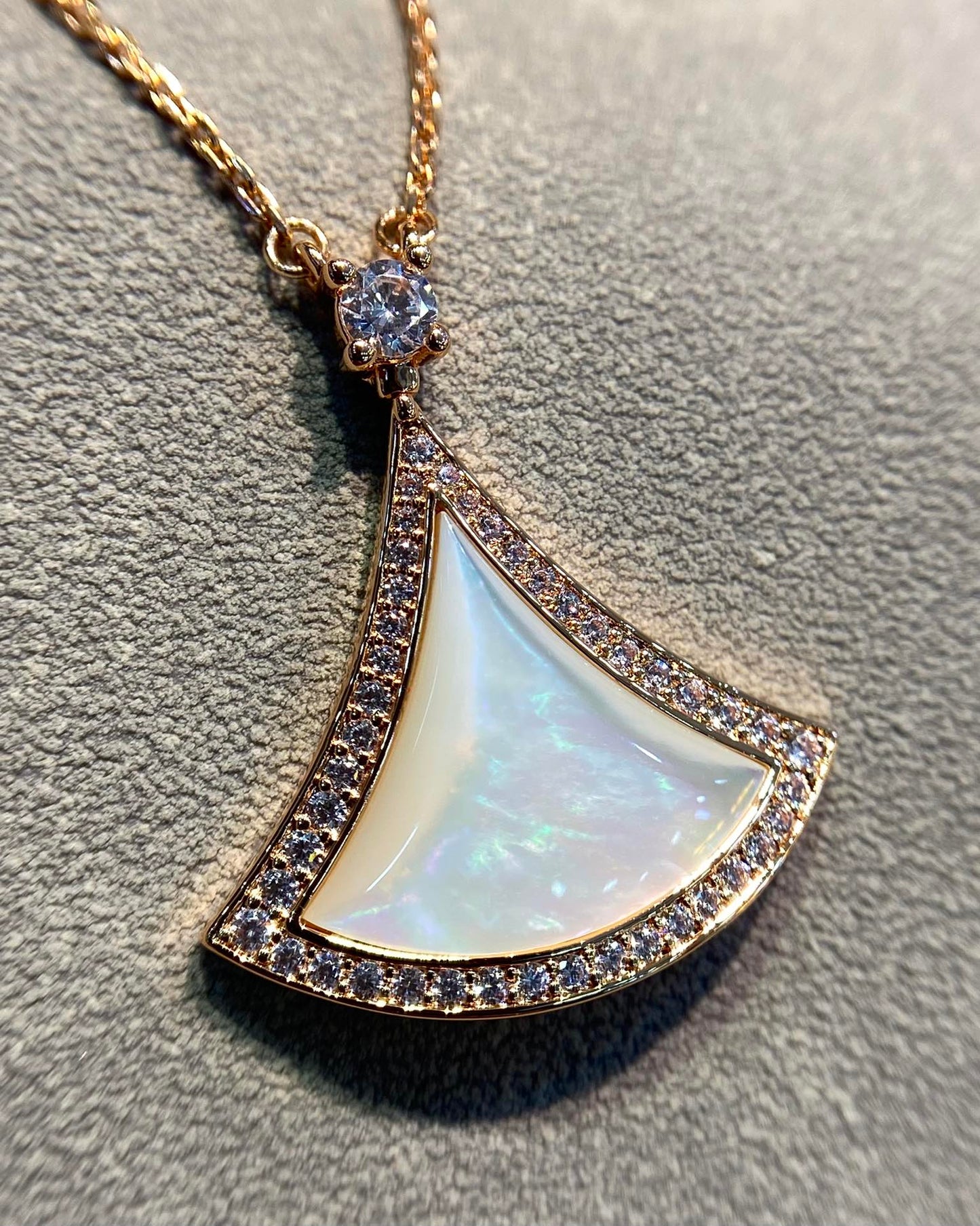 [Rose Jewelrys]DREAM MOP DIAMOND PAVED PINK GOLD NECKLACE