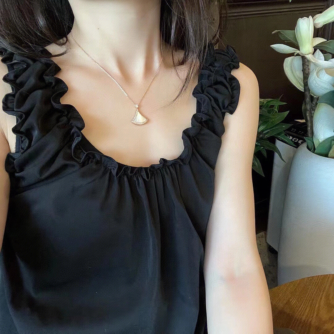 [Rose Jewelrys]DREAM MOP DIAMOND PAVED PINK GOLD NECKLACE