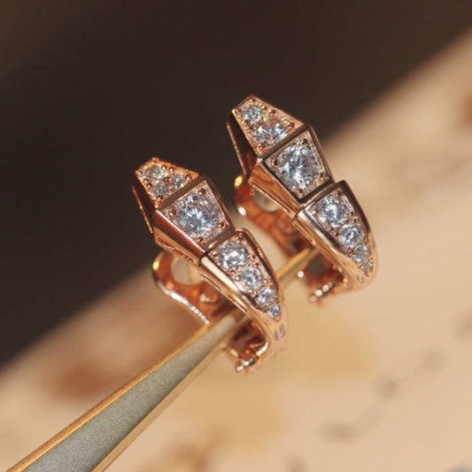 [Rose Jewelrys]SERPENT PINK GOLD DIAMOND EARRINGS