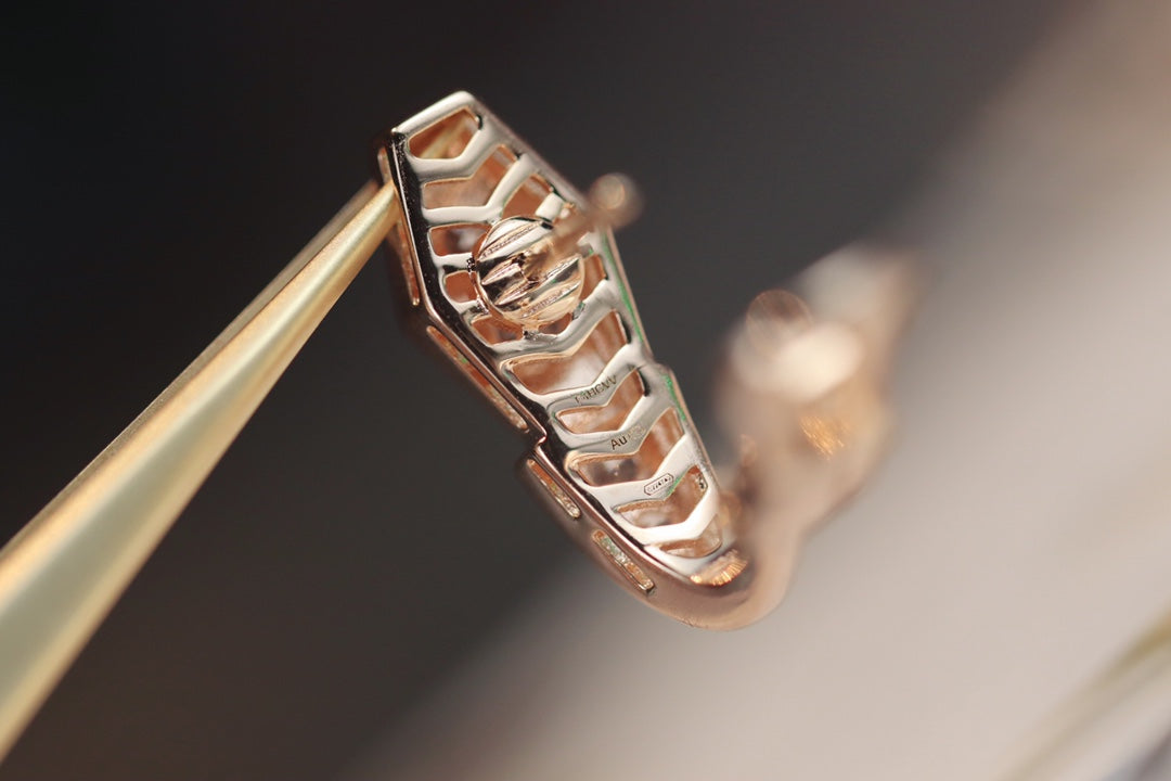 [Rose Jewelrys]SERPENT PINK GOLD DIAMOND EARRINGS