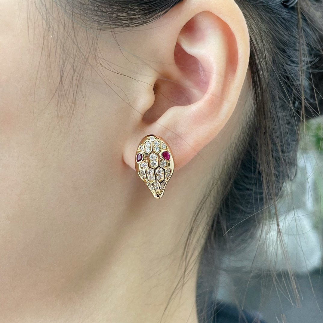 [Rose Jewelrys]SERPENT DIAMOND STUD EARRINGS