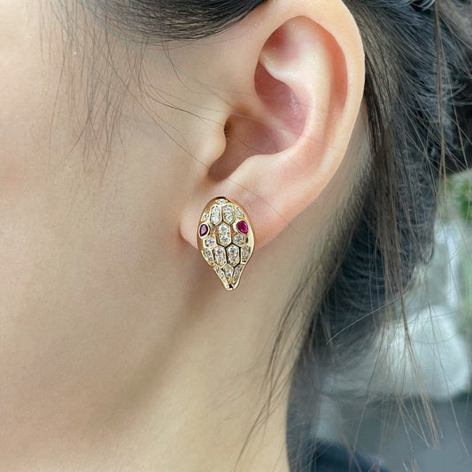 [Rose Jewelrys]SERPENT DIAMOND STUD EARRINGS