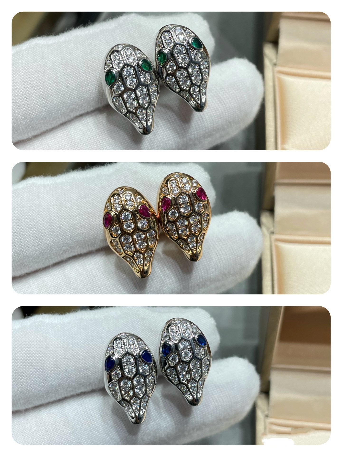 []SERPENT DIAMOND STUD EARRINGS