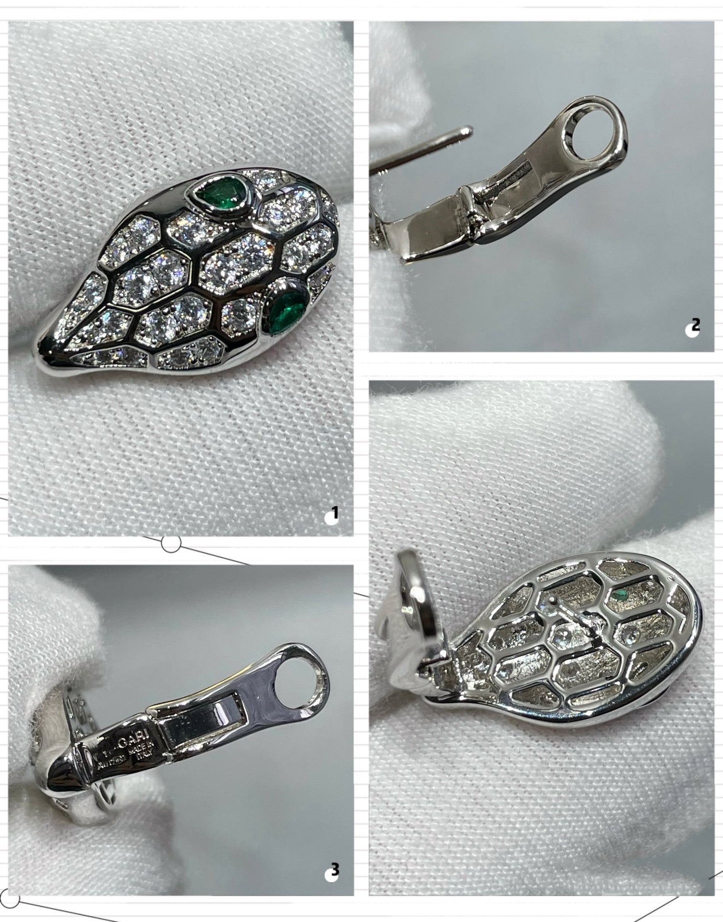 [Rose Jewelrys]SERPENT DIAMOND STUD EARRINGS