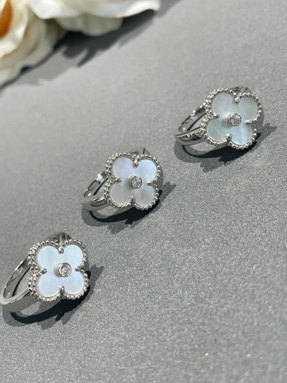 [Rose Jewelrys]CLOVER SILVER MOP DIAMOND RING