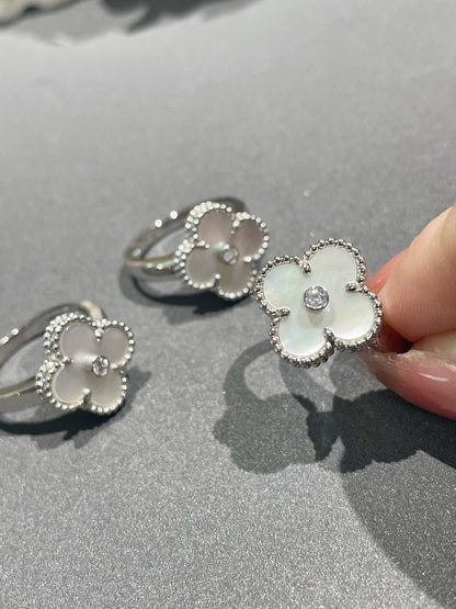 [Rose Jewelrys]CLOVER SILVER MOP DIAMOND RING