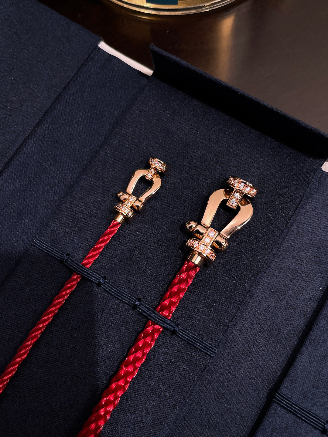 [Rose Jewelrys]FORCE 10 HALF DIAMOND PINK GOLD RED CORDERI LARGE AND MEDIUM MODEL