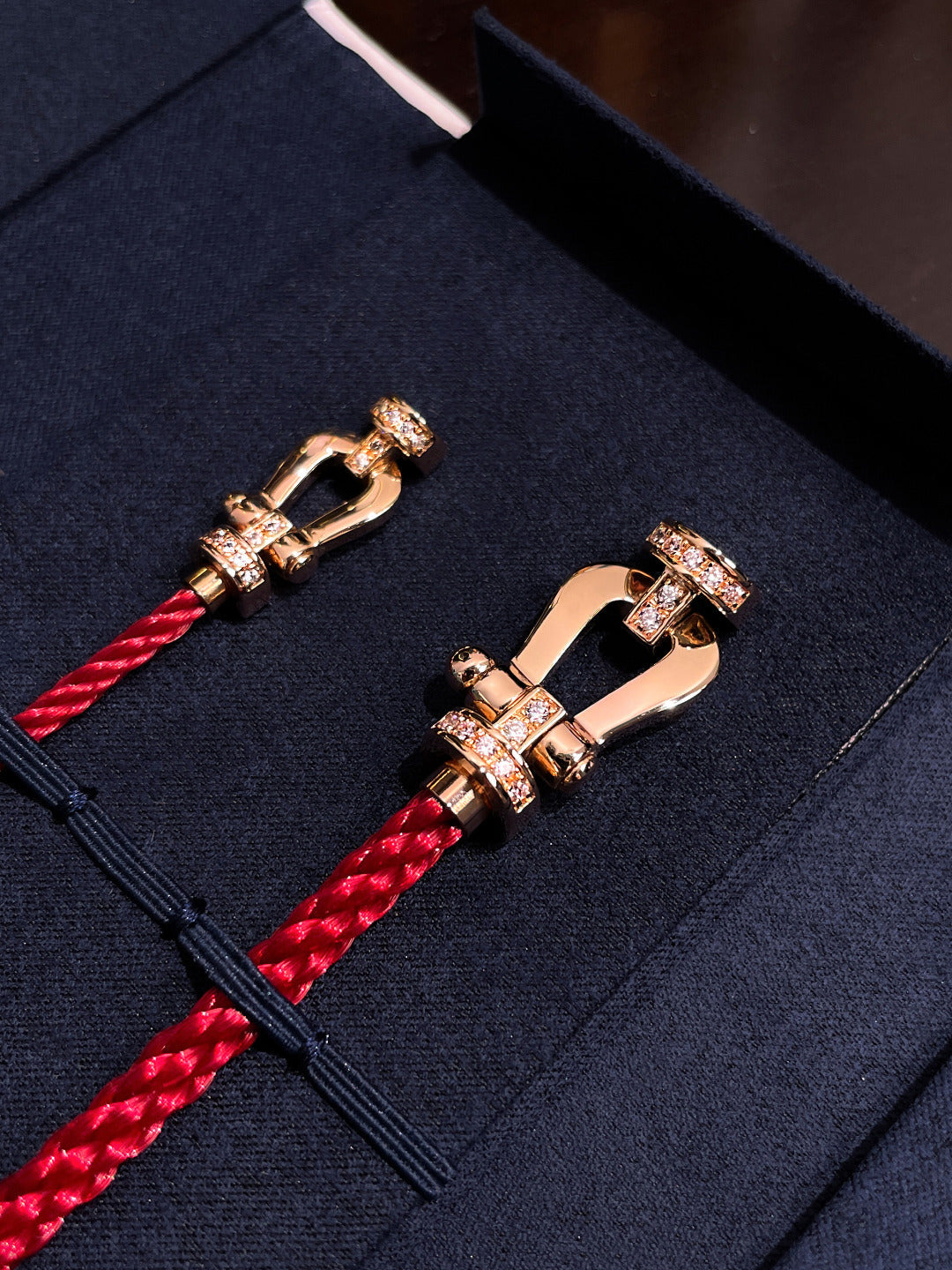 [Rose Jewelrys]FORCE 10 HALF DIAMOND PINK GOLD RED CORDERI LARGE AND MEDIUM MODEL