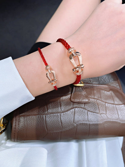 [Rose Jewelrys]FORCE 10 HALF DIAMOND PINK GOLD RED CORDERI LARGE AND MEDIUM MODEL
