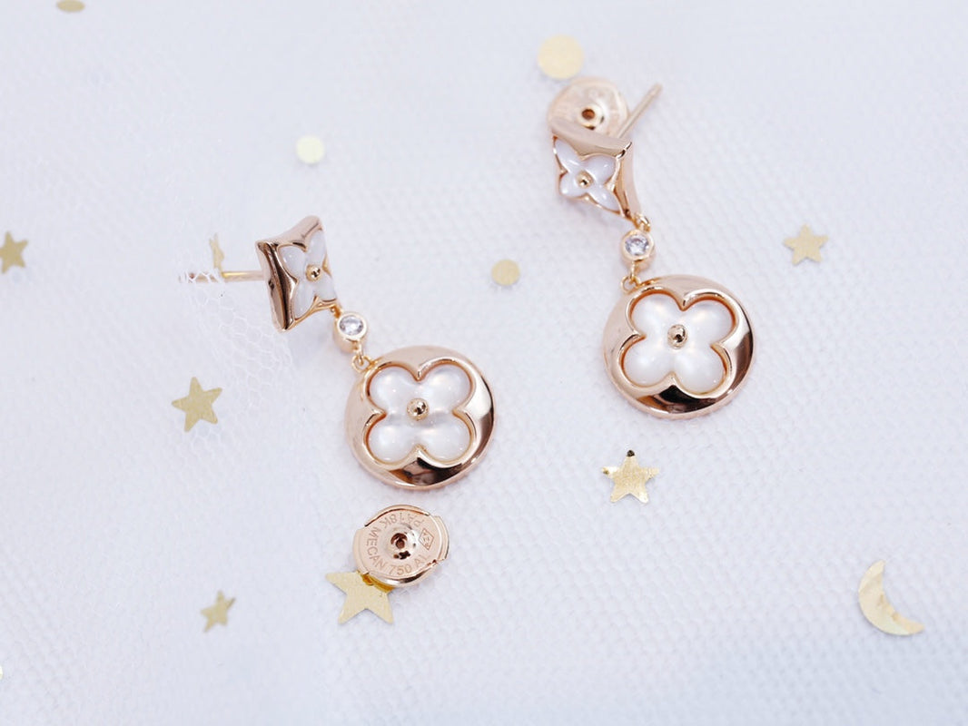 [🌹Rose💎]STAR AND SUN PINK GOLD MOP DROP EARRINGS