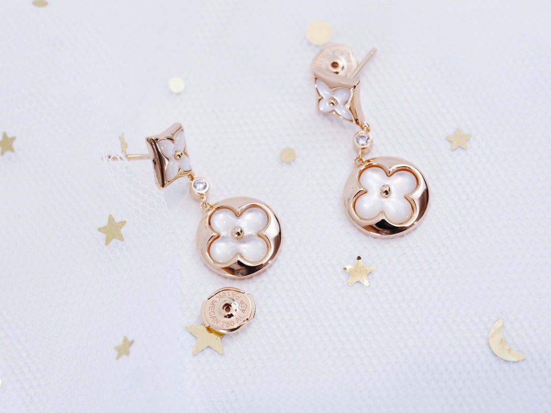 [Rose Jewelrys]STAR AND SUN PINK GOLD MOP DROP EARRINGS