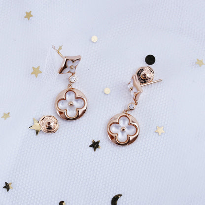 [Rose Jewelrys]STAR AND SUN PINK GOLD MOP DROP EARRINGS