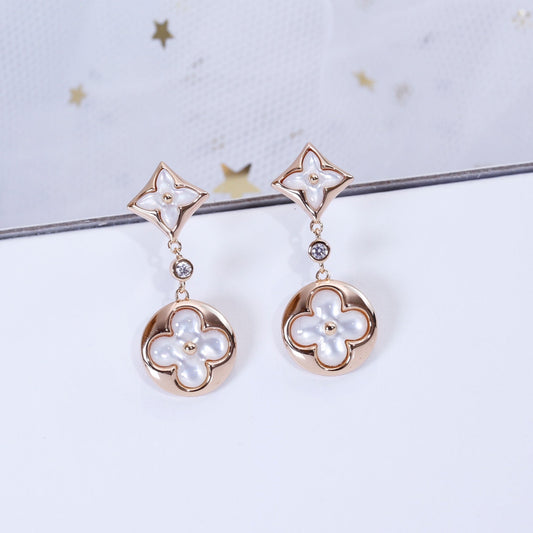 [Rose Jewelrys]STAR AND SUN PINK GOLD MOP DROP EARRINGS