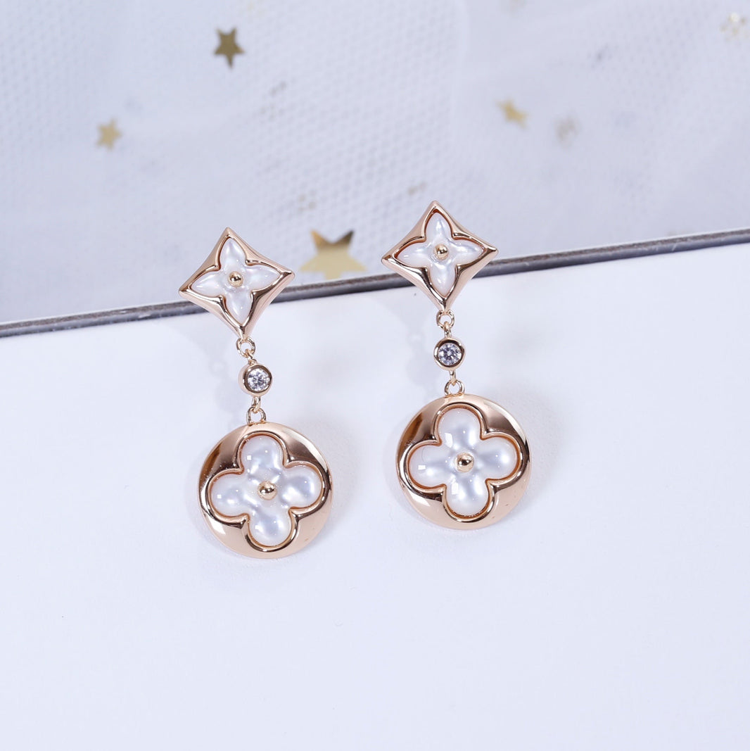 [🌹Rose💎]STAR AND SUN PINK GOLD MOP DROP EARRINGS