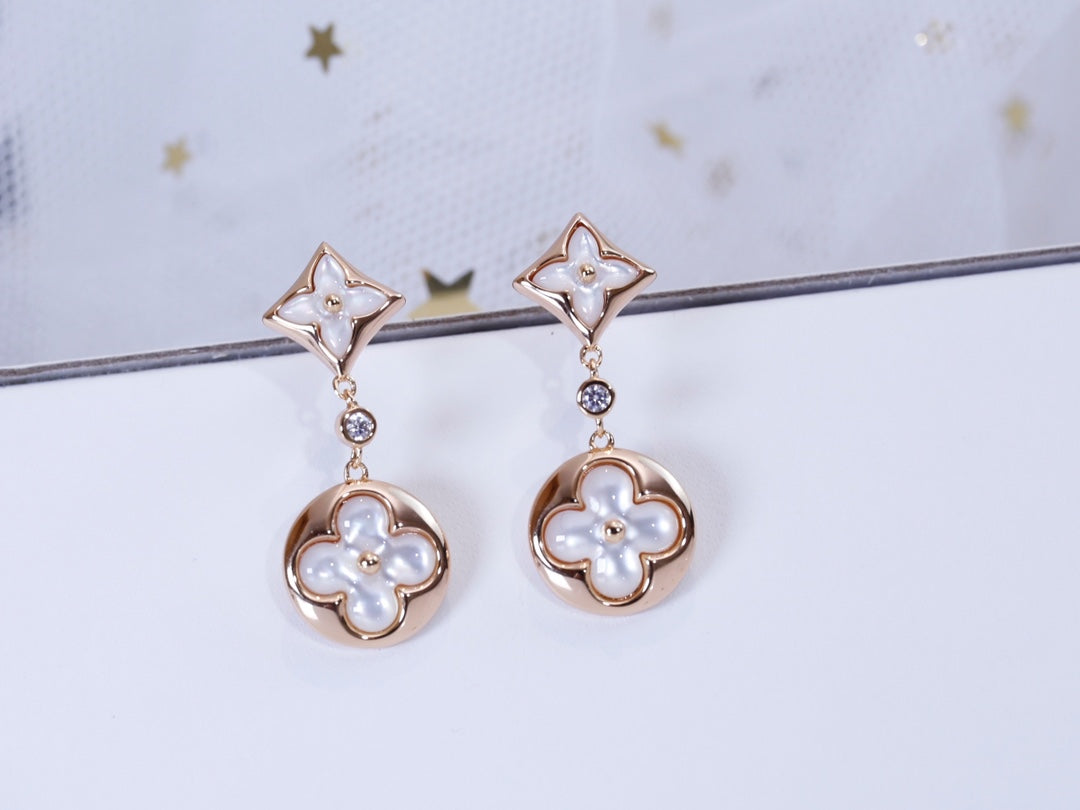 [Rose Jewelrys]STAR AND SUN PINK GOLD MOP DROP EARRINGS