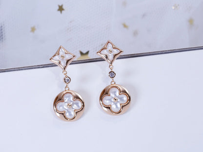 [Rose Jewelrys]STAR AND SUN PINK GOLD MOP DROP EARRINGS