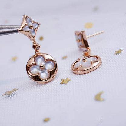 [Rose Jewelrys]STAR AND SUN PINK GOLD MOP DROP EARRINGS