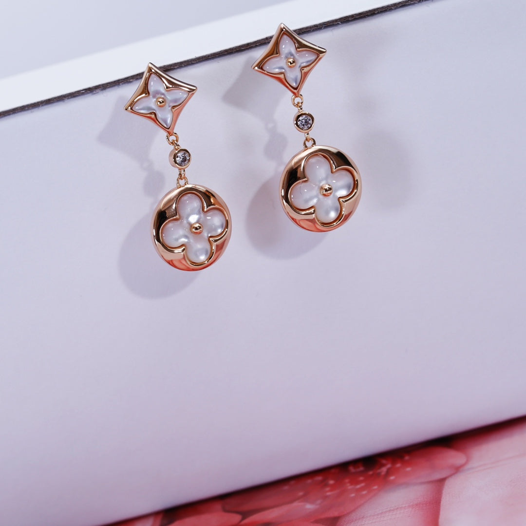 [Rose Jewelrys]STAR AND SUN PINK GOLD MOP DROP EARRINGS