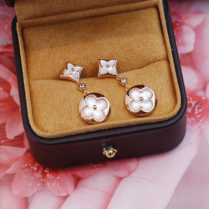[Rose Jewelrys]STAR AND SUN PINK GOLD MOP DROP EARRINGS