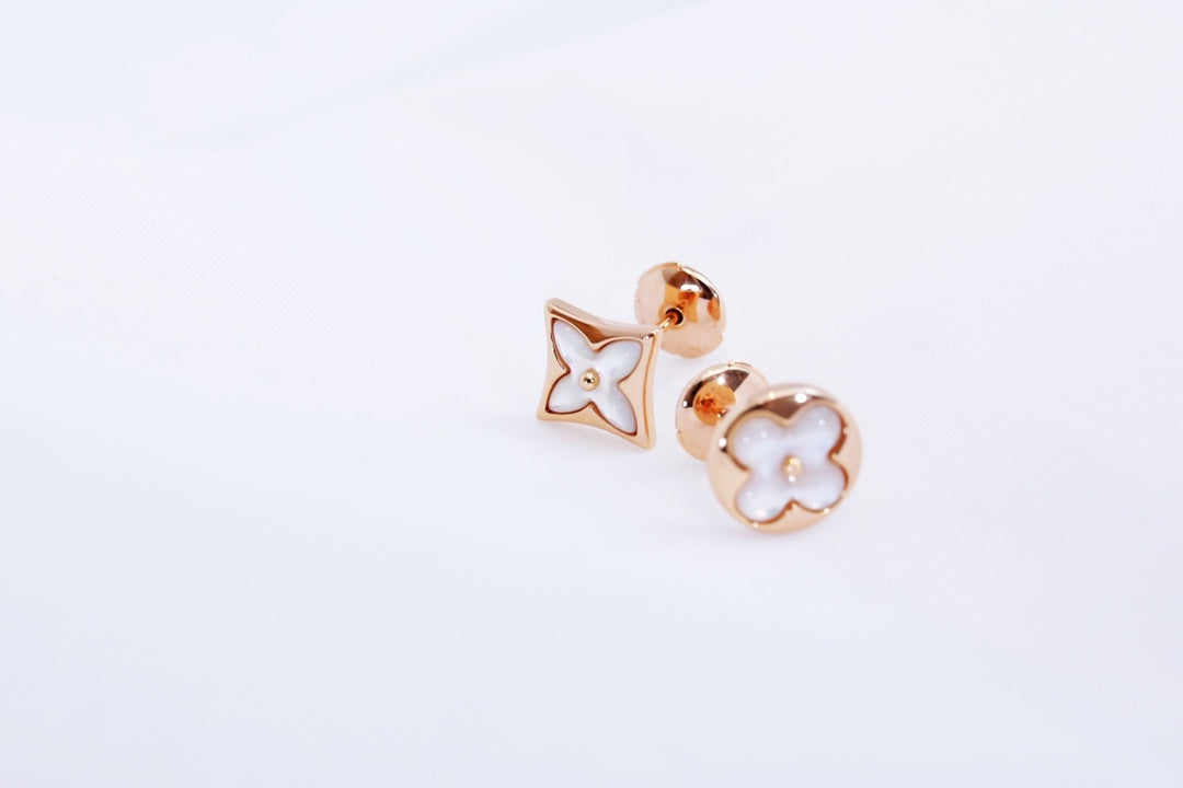[Rose Jewelrys]STAR AND SUN PINK GOLD MOP STUD EARRINGS