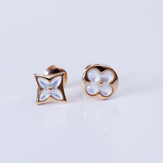 [Rose Jewelrys]STAR AND SUN PINK GOLD MOP STUD EARRINGS