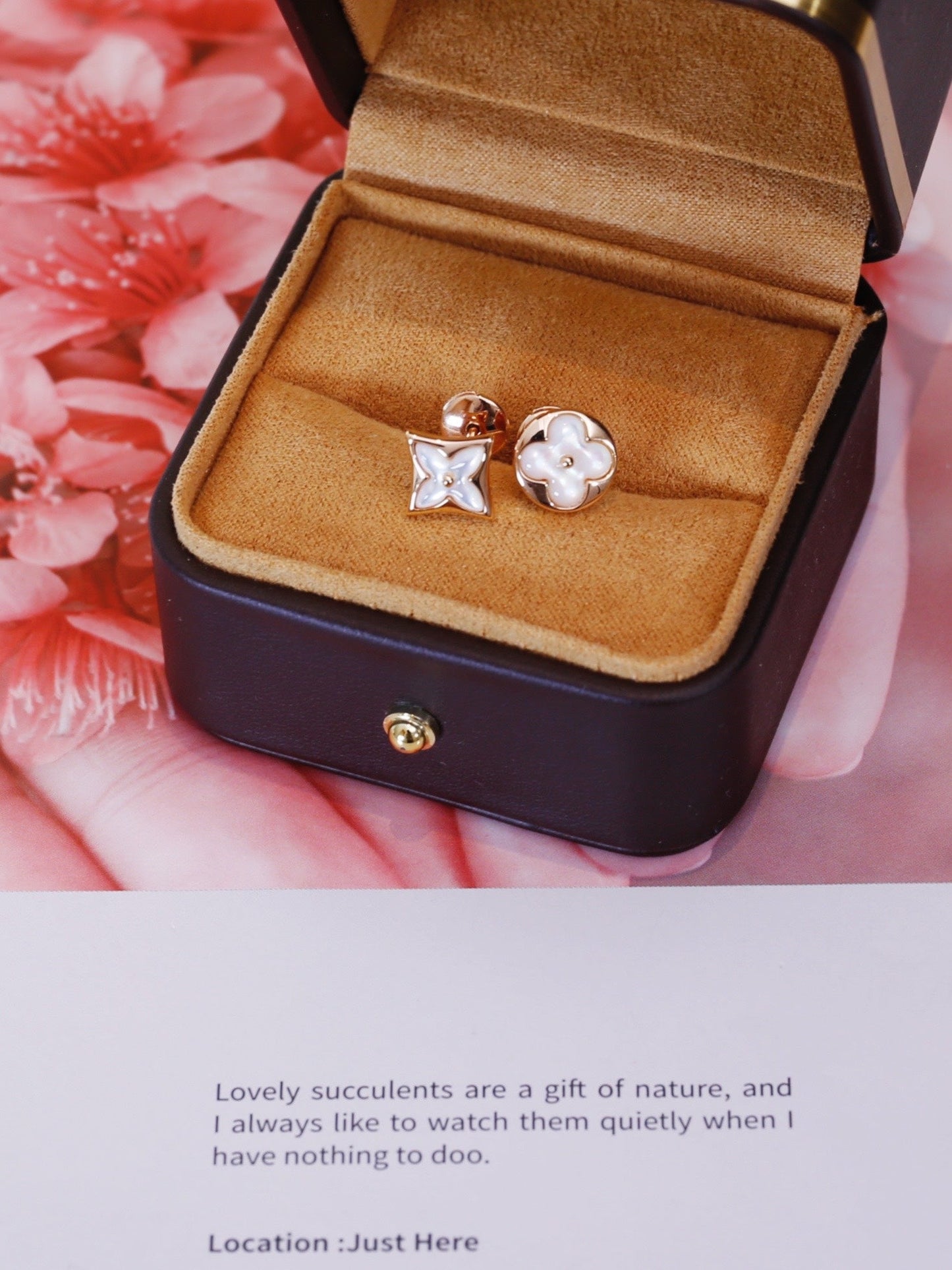 [Rose Jewelrys]STAR AND SUN PINK GOLD MOP STUD EARRINGS